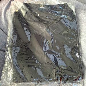 Fred Perry short sleeve button down polo Slim fit XL white logo, Black shirt